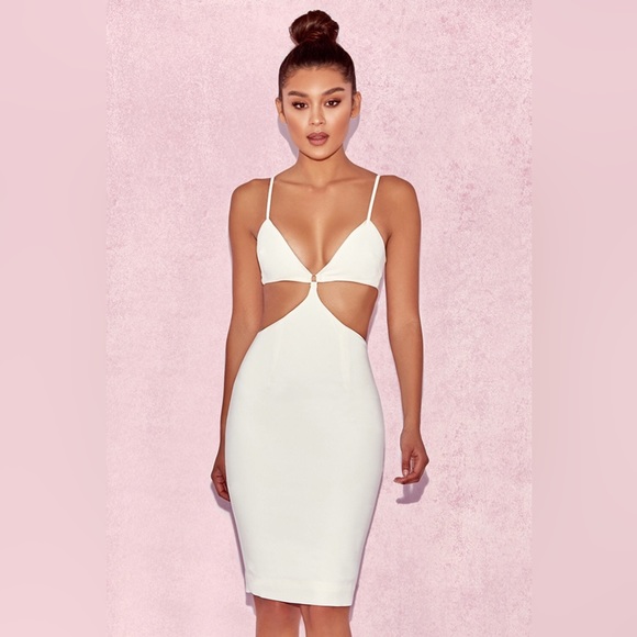 RARE House of CB ‘Aretina’ White Stretch Crepe Bralette Dress NWOT - Picture 4 of 10